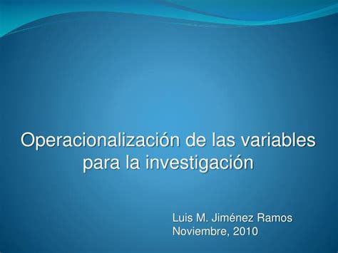 Ppt Operacionalizaci N De Las Variables Para La Investigaci N