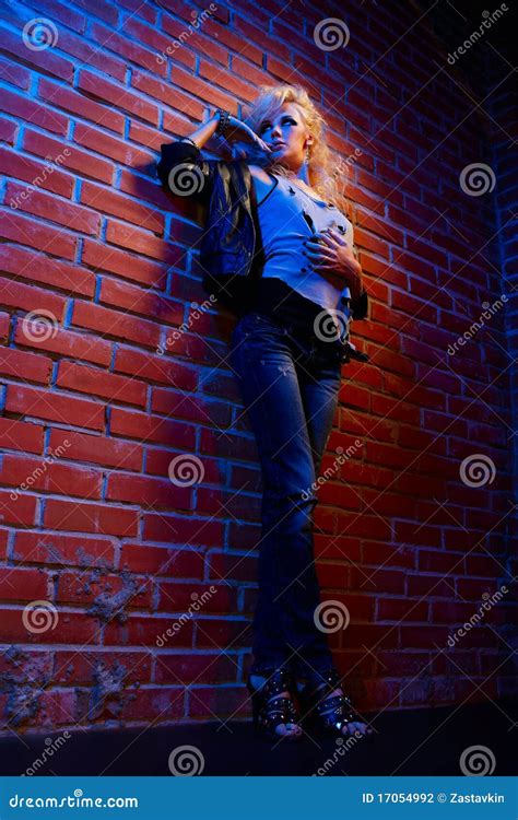 Blonde Girl Glam Rocker Stock Photo Image Of Black Full 17054992