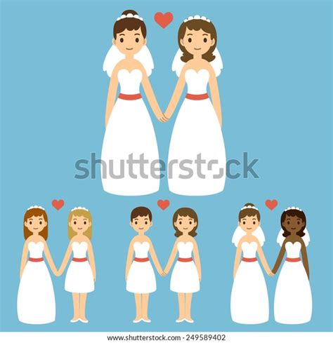Cute Cartoon Gay Wedding Couples Holding Stock Vector Royalty Free