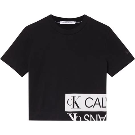 Calvin Klein Jeans Mirrored Logo Boxy Short Sleeve T Shirt Black Dressinn