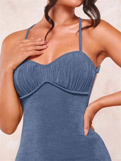 Shein Bae Solid Criss Cross Backless Cami Dress Shein Usa