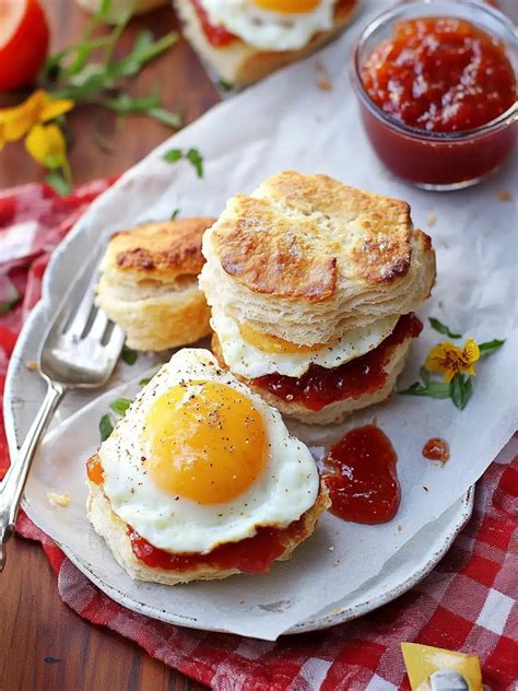 Elevate Breakfast: Egg & Biscuit Sandwiches with Tomato Jam - Ivanna