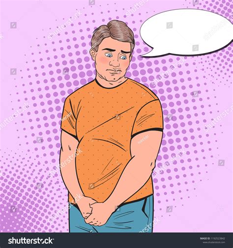 Pop Art Shy Fat Man Overweight Stock Vector Royalty Free 1192523842