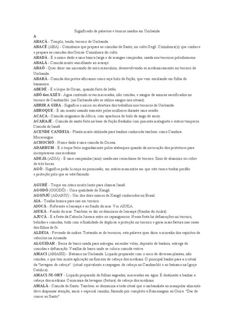 Significado de Palavras e Termos Usados em Umbanda | PDF | Espiritismo ...