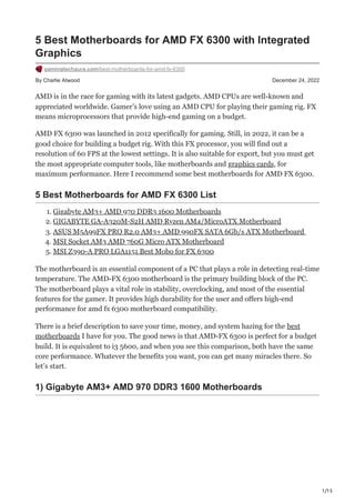 5 Best Motherboards for AMD FX 6300 with Integrated Graphics | PDF