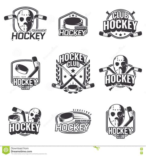 Sistema De Los Logotipos De Los Deportes Para El Hockey Ilustraci N Del