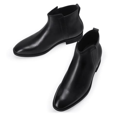 Chaussure Homme Talon Invisible Bottes Classiques En Cuir Noir