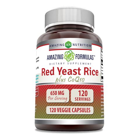 Amazing Formulas Red Yeast Rice Coq10 650 Mg 120 Veggie Capsules Amazing Nutrition