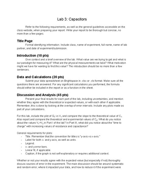 Phy 134 Capacitors Lab Report Rubric Lab 3 Capacitors Refer To The