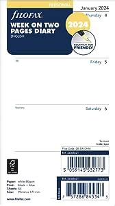 Filofax Personal Week On Two Pages English 2024 Diary White Amazon Co