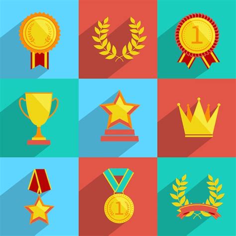 Iconos De Premios Establecidos De Color Vector Gratis