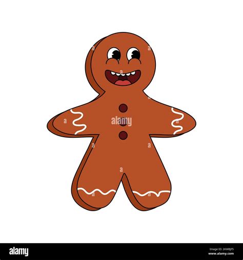 Gingerbread Man Cartoon Funny Retro Comic Christmas Character Gloved