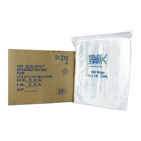 Reloc Zippit Reclosable Poly Bag Mil X Clear Walmart