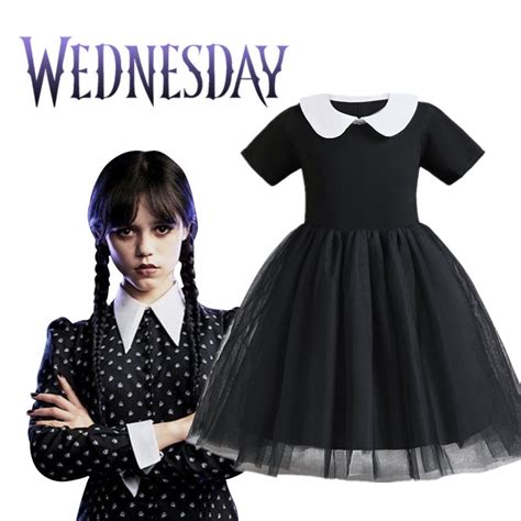 Quarta Feira Addams Cosplay Vestido Para Meninas Filme Vestidos Pretos