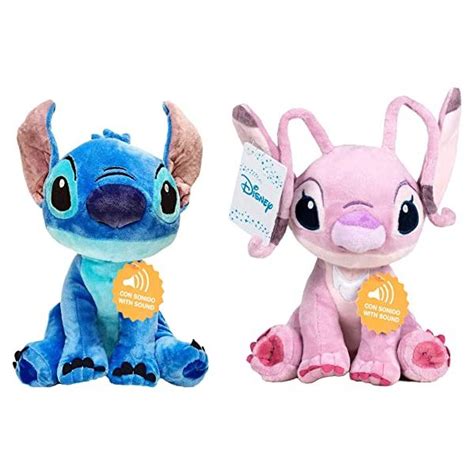 Lilo Stitch Pack 2 Peluches 29 Cm Stitch Azul E Angel Rosa Azul