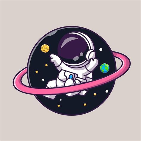 Bonito Astronauta Flutuando Na Ilustra O Do Cone Do Vetor Espa O Dos