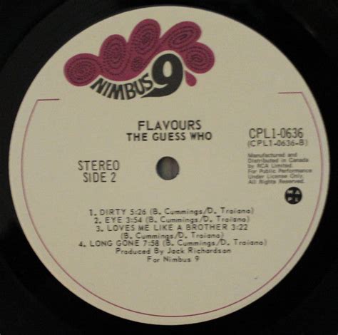 The Guess Who Flavours Vinyl Pursuit Inc