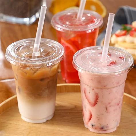 Ikohbadg Disposable Milk Tea Cups 100 Pack 360ml Clear Plastic Cold