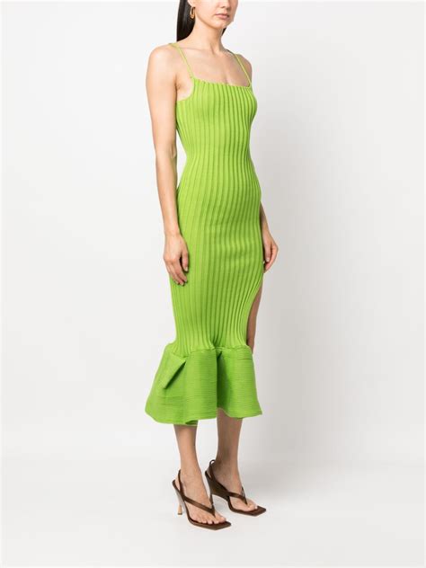 A ROEGE HOVE Fishtail Design Ribbed Midi Dress Farfetch