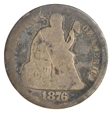 Historic 1876 Seated Liberty Dime Property Room