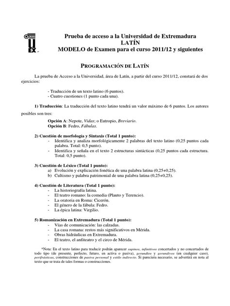 Modelo Examen Latín Descargar Gratis Pdf Latín Palabra