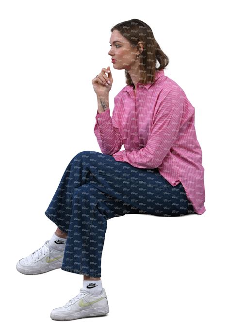 Cut Out Woman In A Pink Shirt Sitting VIShopper