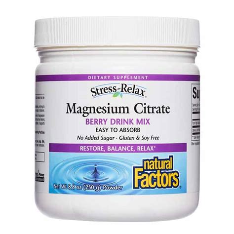 Natural Factors Stress Relax Magnesium Citrate Berry Drink Mix