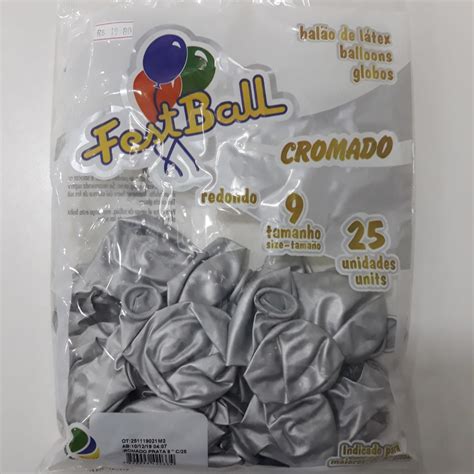 Balão Fest Ball 9 Polegadas Cromado Prata Elo7