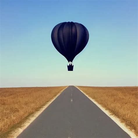 Straight Road With Hot Air Balloon At The End Of Stable Diffusion