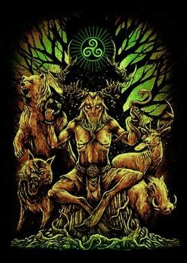 Cernunnos Celtic Pagan God Poster Picture Metal Print Paint By