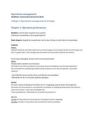 Samenvatting Operations Management Chapter 1 En 2 Samenvatting