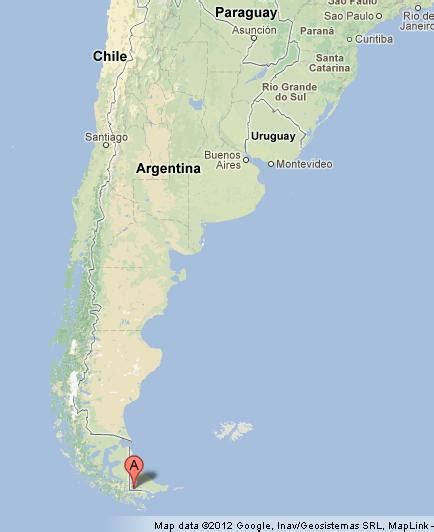 Ushuaia on Map of Argentina