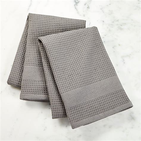 Set Of 2 Grey Waffle Weave Dish Towels Crate And Barrel