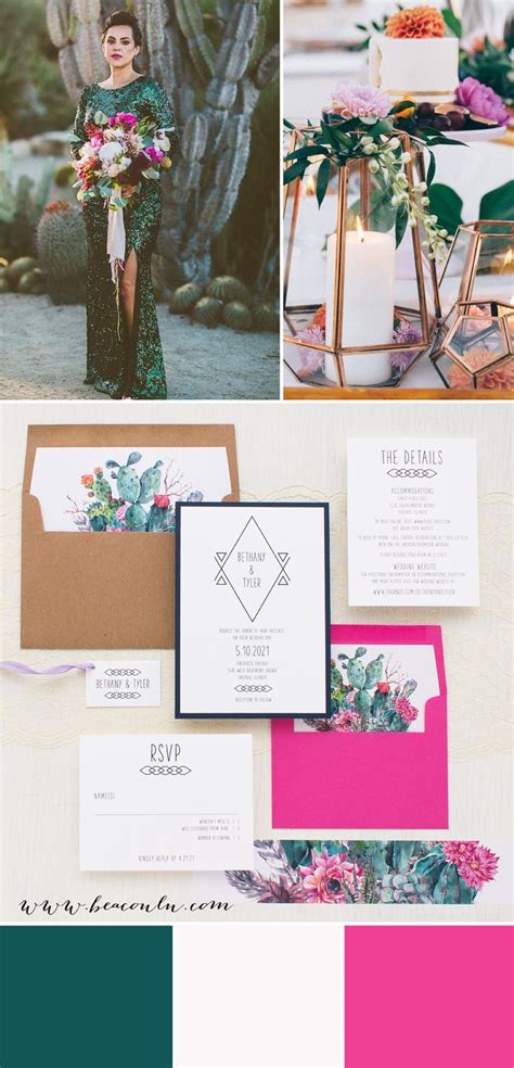 Geometric Cactus Wedding Invitations Desert Wedding Beacon Lane