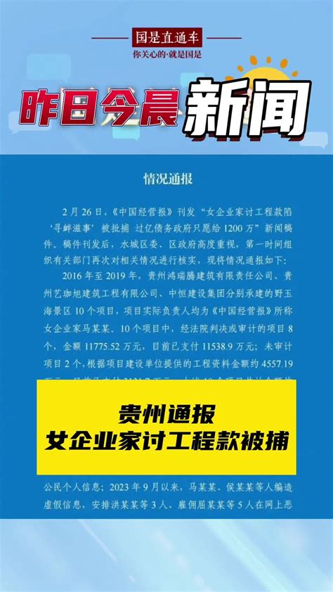 贵州通报女企业家讨工程款被捕 国是论坛 贵州通报女企业家讨工程款被捕 凤凰网视频 凤凰网