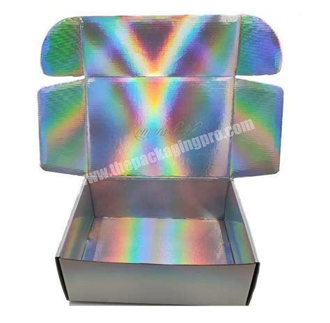 Luxury Custom Logo Corrugated Cardboard With Holographic Glitter Packaging Colorful Laser