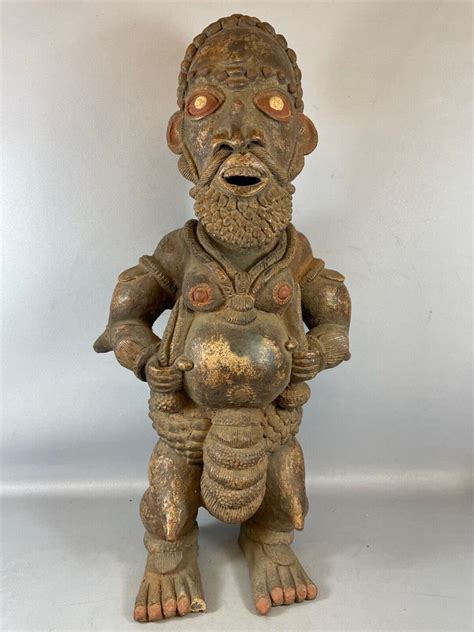 Extremely Rare Heavy Large Terracotta Tikar Warrior Cameroon