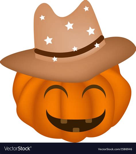 A happy halloween pumpkin in cowboy hat Royalty Free Vector