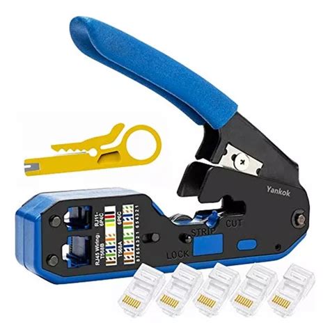 Crimper Modular Yankok Rj45 Rj12 Rj11 Cat5 5e Cat6 Blue Meses Sin