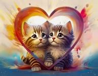 kittens animal heart art  stock photo public domain pictures