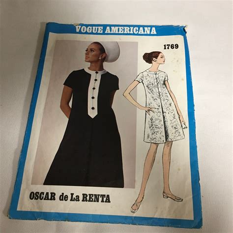 Vogue Americana 1769 Oscar De La Renta Sewing Pattern One Piece Dress Semi Fitted Slightly A