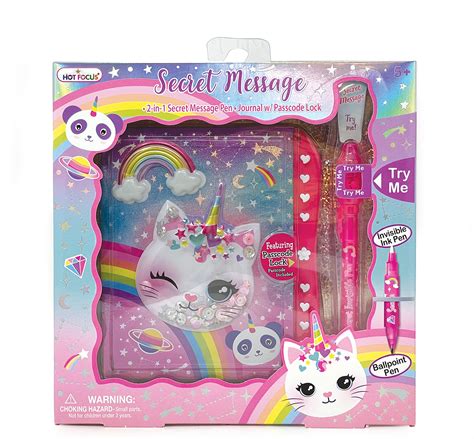 Caticorn 2 In 1 Secret Message Pen Journal Set Geppetto S Toys Hot Focus
