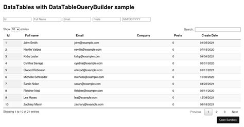 datatables examples - CodeSandbox