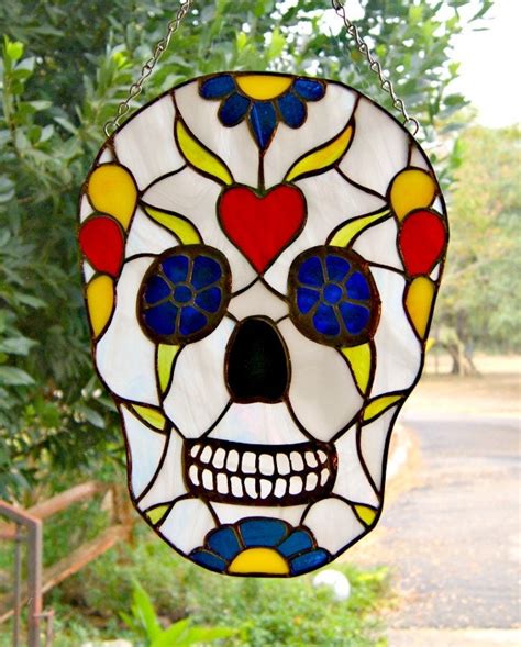 Sugar Skull Dia De Los Muertos Stained Glass Skull Day Of The