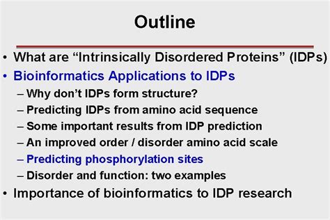 Bioinformatics And Intrinsically Disordered Proteins Idps A Keith