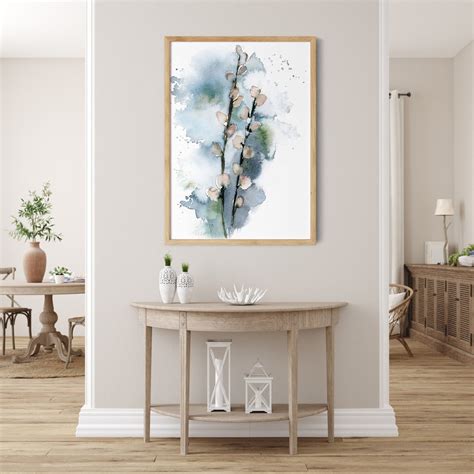 Willow Branch Wall Art Print, Spring Flowers Wall Art Decor, Floral ...