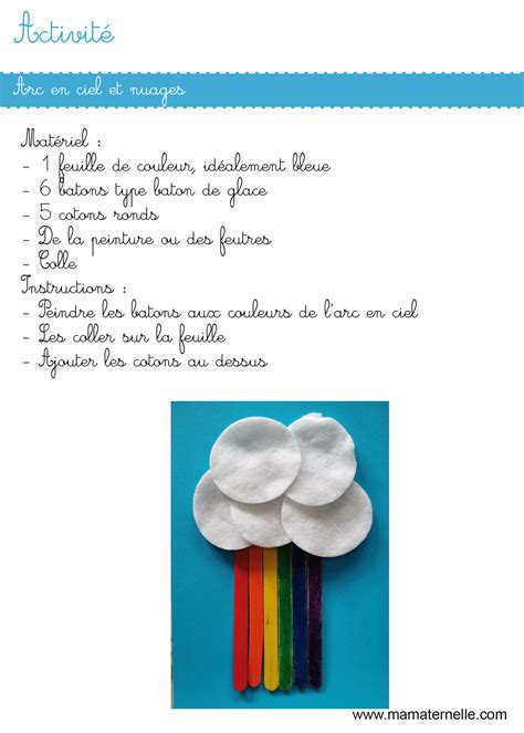 Activit Arc En Ciel Et Nuages Ma Maternelle