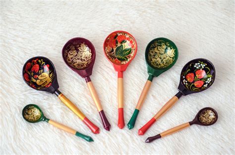 Wooden Spoons Set Utensils Hand Painted Art Painting Etsy Wooden