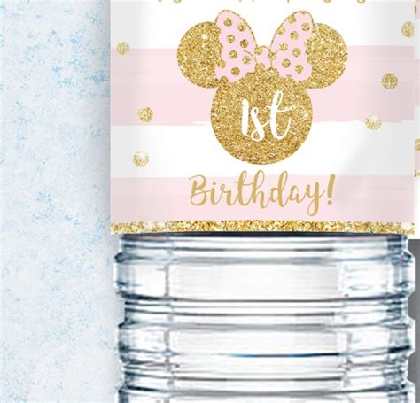 Minnie Mouse Bottle Label Template Minnie Mouse Water Bottle Etsy