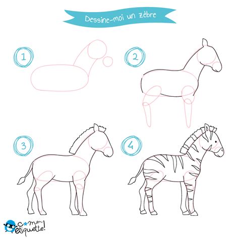 Dessin pas à pas Animaux de la Savane C MonEtiquette Zebra drawing